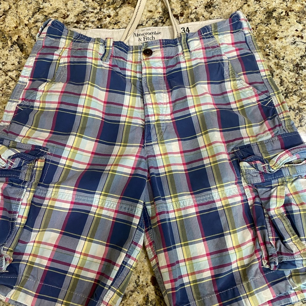 Men's Abercrombie & Fitch Cargo Plaid Shorts 34 p3
